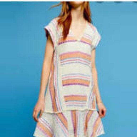 Anthropologie Holding Horses Elira Striped Boho Mini A Line Swing Dress M - Picture 1 of 11